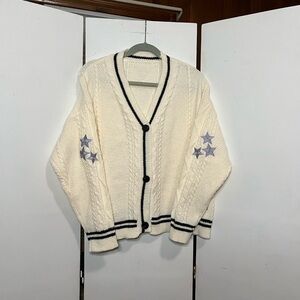Women's Cream Sweater with Star Accents